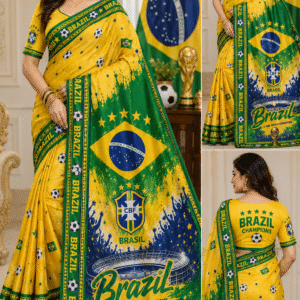 Brazil World Cup Theme Saree and Blouse